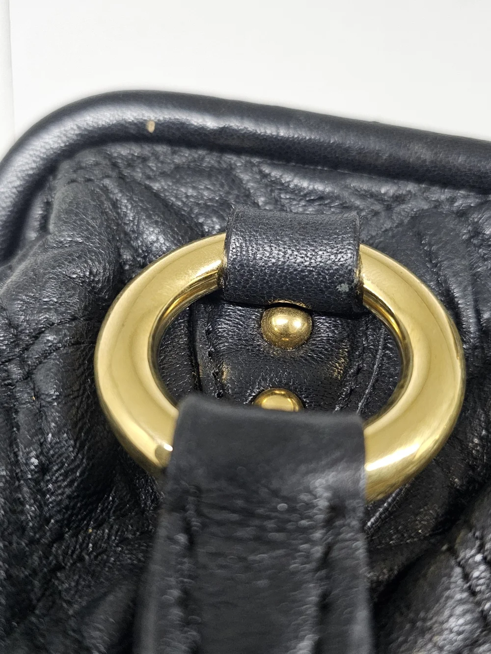 Marc Jacobs Black Quilted Satchel with Gold Hardware